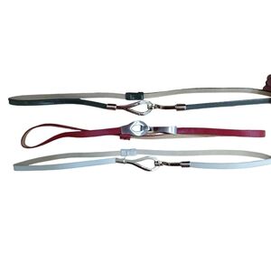 3 Womens Hook And Loop Leather Belts Black, White and Red Statement Belts Sz 3XL